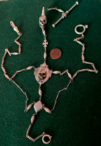 Stunning elegant Antique/VTG Memento Mori watch chain - Picture 1 of 6