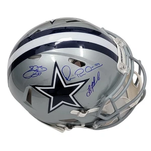Troy Aikman Michael Irvin Emmitt Smith Signed Dallas Cowboys Authentic Helmet  - Picture 1 of 1