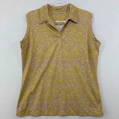 Camiseta deportiva Nike Golf para mujer grande amarilla floral cuello elástico Foto 1 de 4