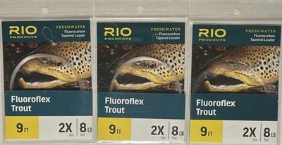 LOTE DE 3: RIO FLUOROFLEX TRUCHA FLUOROCARBONO LÍDERES PESCA CON MOSCA - 2X,3X,4X,5X,6X Foto 1 de 4