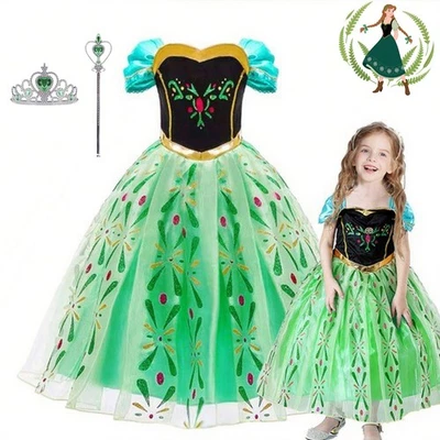 Frozen Anna Princess Costume Girls Kids Fancy Dress Outfit Cosplay BirthdayParty - Image 1 of 4