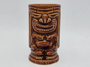Vintage 1960s MCM Tiki Leilani Hawaii Tumbler Mug USA Cup Brown 5” Vase SEE PICS - Picture 1 of 11