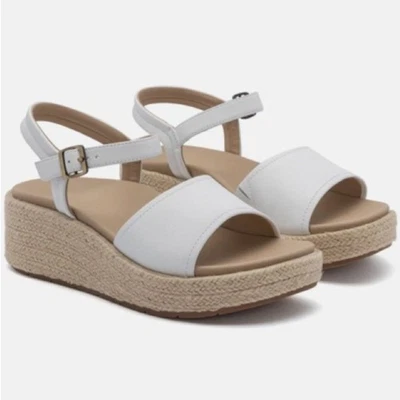 NIB ABEO Size 7.5 White Solstice Buckle Sandal Comfort Platform - Image 1 of 4