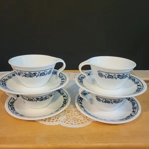 Vintage Set of 4 Corelle Old Town Blue Onion Cup & Saucer - Picture 1 of 10
