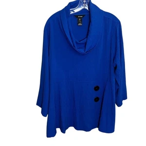 Ali Miles Women's Plus Cowl Neck Tunic Top Blue Size 1X Casual 3/4 Sleeve  - Picture 1 of 6