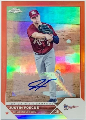 Justin Foscue 2023 Topps Pro Debut Chrome Red Refractor Auto /5 SSP Rangers 🔥 - Image 1 of 3