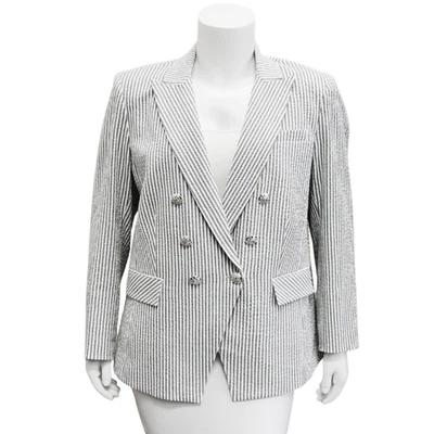 VERONICA BEARD | Miller Striped Seersucker Dickey Jacket Size 18 - Image 1 of 4