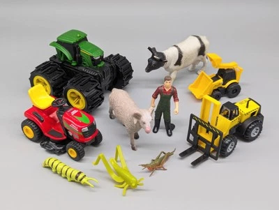 Tomy John Deere Monster Treads Rev Up Tractor Farm Playset Lot Animals Vehicles - Image 1 of 4