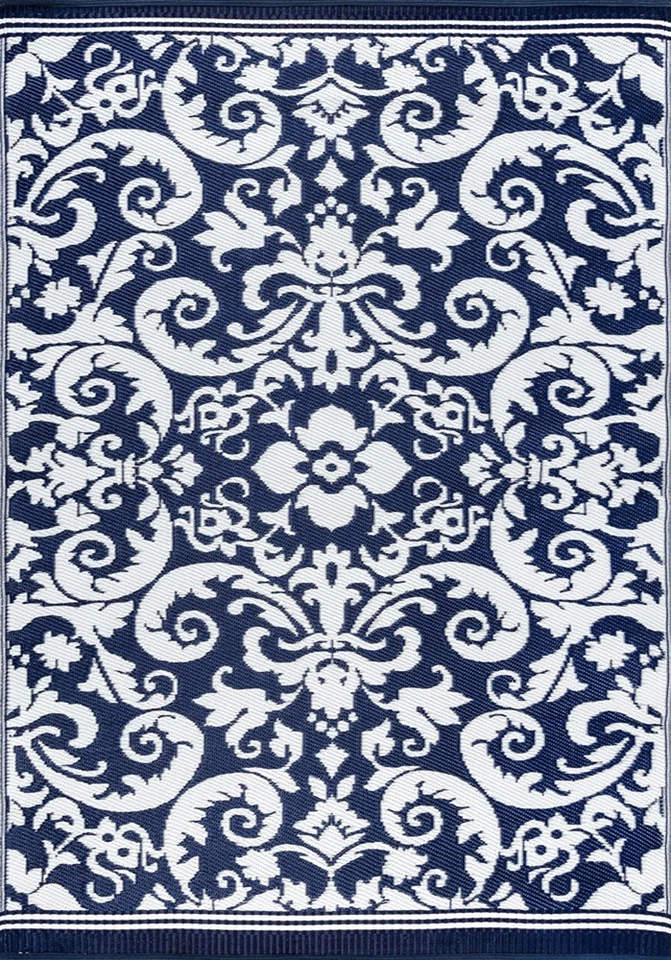 4x6 Blue Leaves Bulbs Scrolls Floral Area Rug SUN1602 - Aprx 3' 9" x 5' 11" - Image 1 of 1