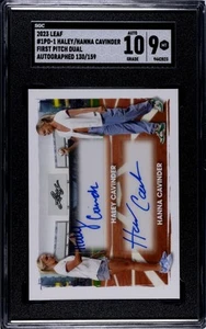 HALEY & HANNA CAVINDER 2023 LEAF FIRST PITCHDUAL /159 - SGC 9 / SGC 10 AUTO - Picture 1 of 2