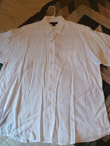 Men's XL Brooks Brothers Linen Shirt White Short Sleeve Button Up Beach - Picture 1 of 3