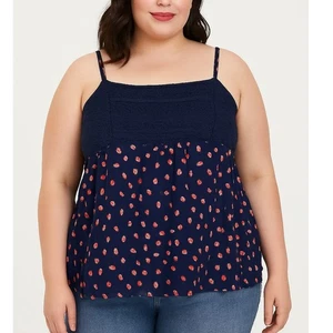 Torrid Trägertop Erdbeermuster marineblau Spitze Damengröße 5X - Bild 1 von 7
