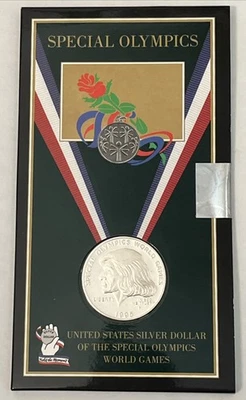 1995 Special Olympics World Games Proof Silver Dollar. Original Box and COA - Image 1 of 3
