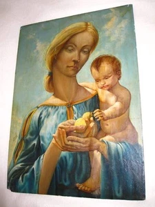 Quadro Madre e Bambino di Dix su tavola - Foto 1 di 8