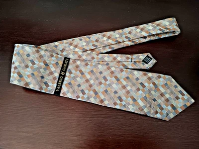 Corbata Valerio Garati Patrón Geométrico Tono Tierra Colores Hombres Seda Corbata Cuello Corbata Foto 1 de 4