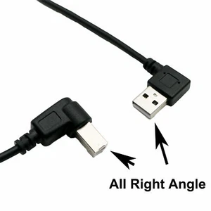 1x USB 2.0 A Male Right Angle To USB B Male Right Angle 90°Printer Scanner Cable - Picture 1 of 10