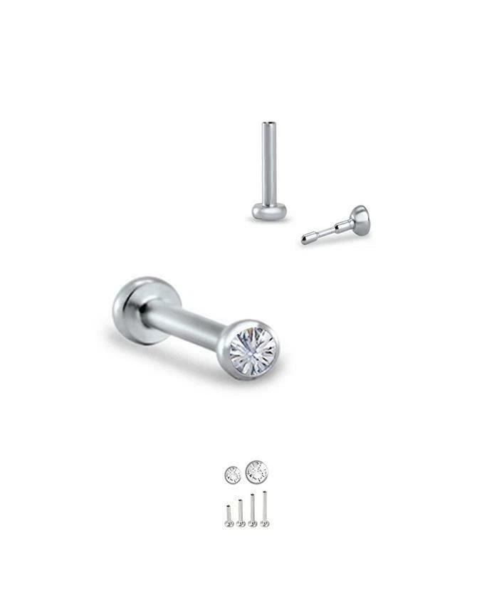 Titanium Labret Monroe Nose Stud Push Pin Surgical Steel Insert Gem 18G - Image 1 of 1