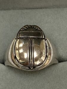 Vintage Large Sterling Silver Scarab Ring Size 9.5 Weight 12.6 Grams