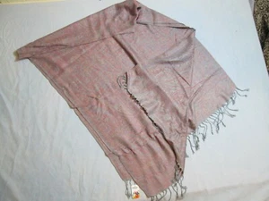 New Pashmina Silk Ladies Scarf Shawl Wrap Coral Purple Paisley Fringe 27 x 80 - Imagen 1 de 7