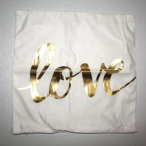 Modern 3 Piece Set Lot of Gold Lame Pillow Cases Of Self Love Verbiage 17" X 17" - Picture 1 of 9