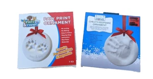 Lot Of Two Memorable Keepsake Air Drying Clay Ornaments Kits Pets Or Children 5" - Picture 1 of 4