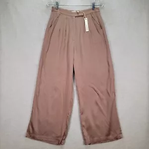 Beige Pleated High Rise Modern Wide Leg NEW Crescent Womens Pants Size S - Picture 1 of 12
