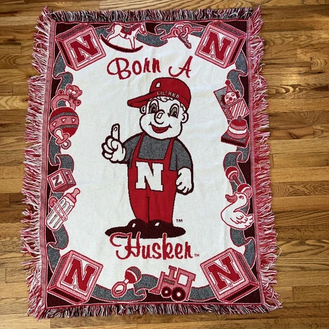 NCAA Nebraska Huskers 33"x 45” Woven Tapestry Throw Baby Blanket Big Lil’ Red Cover