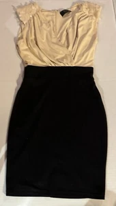 AX Paris Women’s Dress Size 6, Beige & Black Colorblock, Shoulder Pads & Trim - Picture 1 of 12