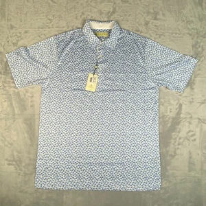 Donald Ross Golf Poloshirt Herren Medium M Blau Weiß Palme Kurzarm NEU - Bild 1 von 10