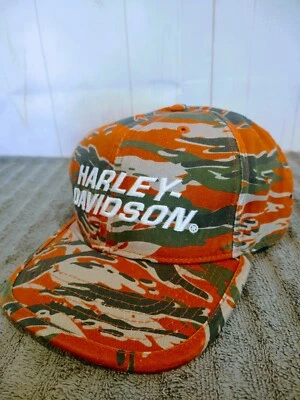 Harley Davidson Motocicleta CARRERAS Sombrero Snapback Naranja Camuflaje Caza Hombres NUEVO  Foto 1 de 4