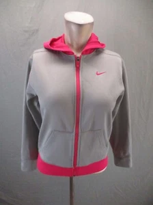 NIKE DRI-FIT Size M Girls Gray Full Zip Pocket Hooded Comfy Athletic Jacket 993 - Picture 1 of 11