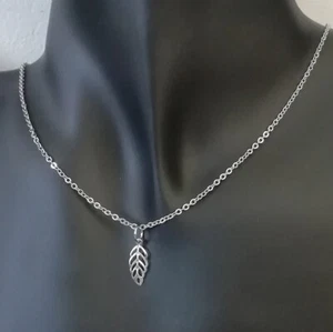 40.6cm silver necklace sheet pendant 13x5, 5mm hypoallergenic stainless steel - Picture 1 of 3