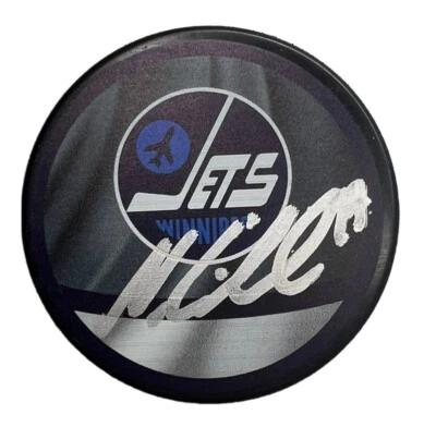Disco retro reverso firmado autografiado por Nikolaj Ehlers Winnipeg Jets Foto 1 de 2