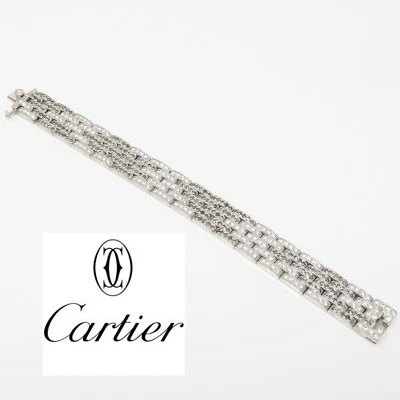 NYJEWEL 卡地亚 18k 黄金钻石 5 行 Maillon Panther 手镯 7.25 — 第 1/4 张图片