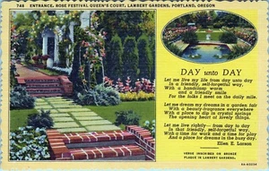 Entrance Rose Festival Queen's Court Lambert Gardens Oregon Postcard Unposted - Picture 1 of 2