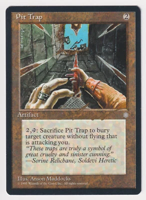 Gold Signed Pit Trap MP Ice Age Artist Anson Maddocks 1995 MTG Magic Vintage EDH - Image 1 of 2