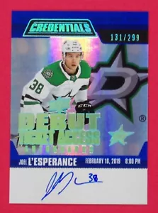 2019-20 Credentials Joel L'Esperance 131/299 Debut Ticket Access Autographs - Picture 1 of 2