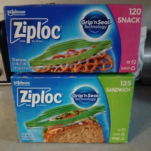 Ziploc Freezer Storage bags 125 sandwich bags/ 120 Snack bags - Picture 1 of 3