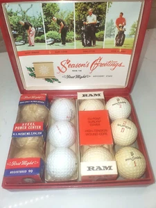 12 VINTAGE GOLFBÄLLE MIT SEHR SCHÖNER WEIHNACHTLICHER ERSTFLUGVITRINE - Bild 1 von 6