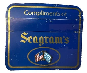 Vintage Compliments of Seagram’s Liquor American & Greek Flag Lapel Pin - Picture 1 of 3