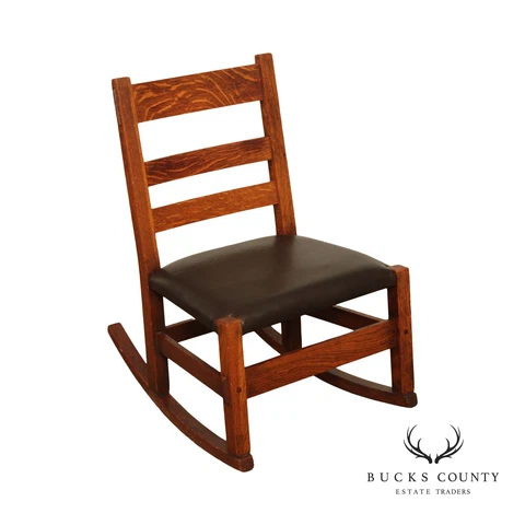 Mission Antique Oak and Leather Children's Rocking Chair Cover