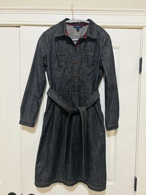 Boden Denim Shirt Dress Women’s Size 8R Long Sleeve Pockets Belted 100% Cotton - Image 1 of 4