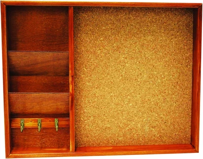 Wall Mounted Wood Bulletin Board with Mail Organizer and 3 Hook Key - Image 1 of 4