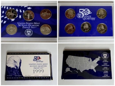 1999S State Qtr Proof Set Delaware Pennsylvania New Jersey Georgia Connecticut - Image 1 of 4