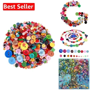 1500 Pcs Waterproof Round Resin Buttons - Assorted Colors for Crafts & Sewing - Picture 1 of 9