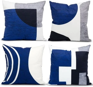 4er Set blaue Dekokissen für Couch 18" x (4er Pack), blau - Bild 1 von 8