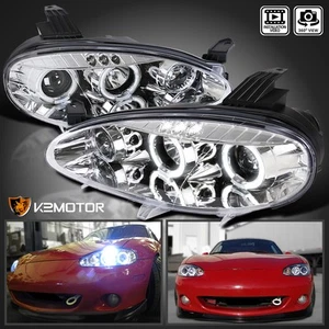 Clear Fits 2001-2005 Mazda Miata MX5 LED Strip Halo Projector Headlights Lamps - Picture 1 of 12