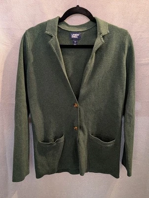 Lands' End Women's Cardigan Sweater - XS (2-4) Green - 100% Cotton - Macao - Image 1 of 4