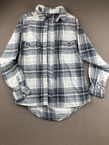 NorthCrest Women’s Flannel Shirt S Gray Pink White Plaid Button Cotton #172 - Picture 1 of 7