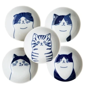 Piccoli Piatti Ceramica Gatto Giapponese - Set di 5 - Ottimo Regalo per Amanti Gatti 5 Ca - Foto 1 di 8